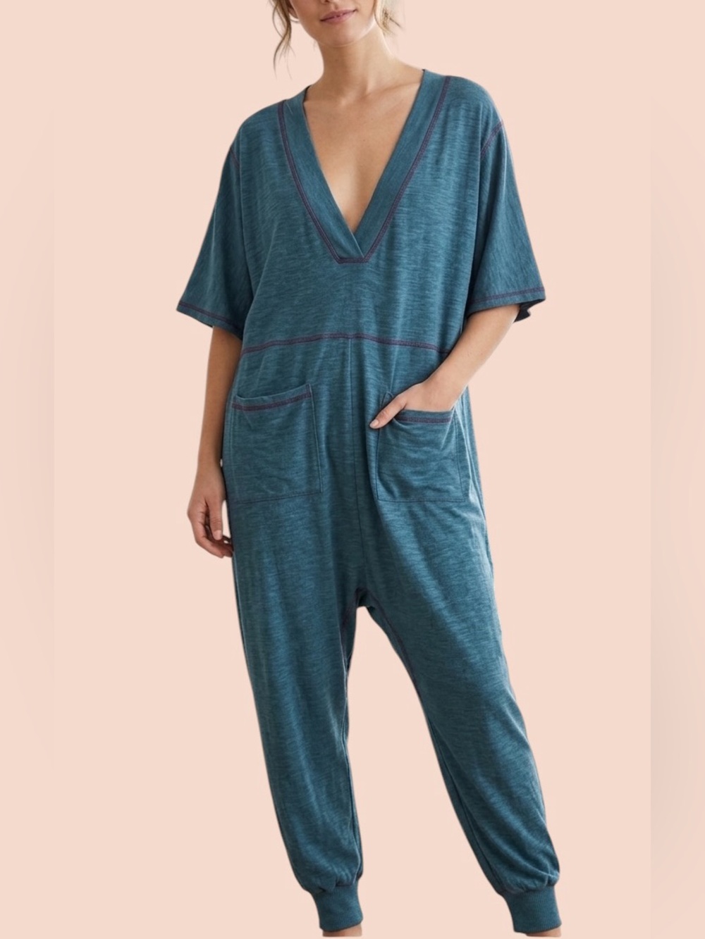 Natural Life Teal Charlie Women's Jumpsuit Sz‎ M